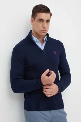 Zdjęcie produktu Polo Ralph Lauren sweter bawełniany kolor niebieski ciepły