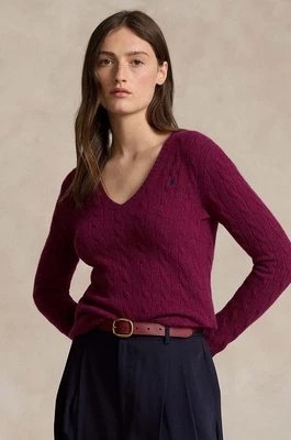 Zdjęcie produktu Polo Ralph Lauren sweter wełniany damski kolor fioletowy lekki