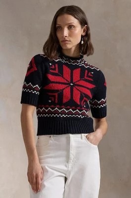 Zdjęcie produktu Polo Ralph Lauren sweter wełniany damski kolor granatowy z półgolfem 211947919