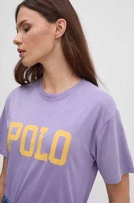 Zdjęcie produktu Polo Ralph Lauren t-shirt bawełniany damski kolor fioletowy 211941181