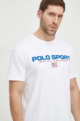 Zdjęcie produktu Polo Ralph Lauren t-shirt bawełniany męski kolor biały z nadrukiem 710750444002
