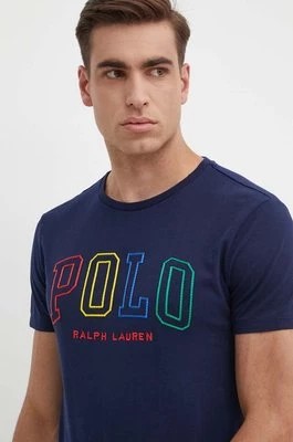 Zdjęcie produktu Polo Ralph Lauren t-shirt bawełniany męski kolor niebieski z aplikacją
