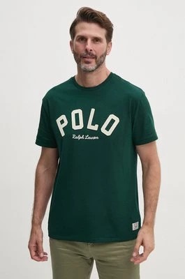 Zdjęcie produktu Polo Ralph Lauren t-shirt bawełniany męski kolor zielony z aplikacją 710952043