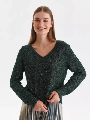 Zdjęcie produktu Połyskujący sweter damski z dekoltem w serek TOP SECRET