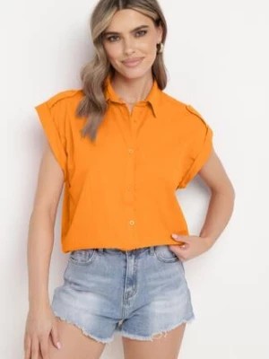 Zdjęcie produktu Pomarańczowa Bawełniana Koszula bez Rękawów Zapinana na Guziki Xanessi