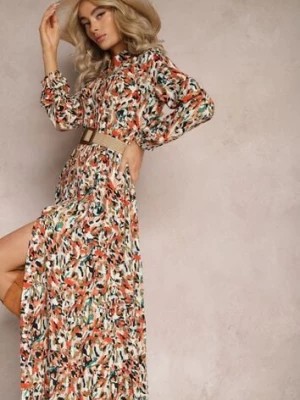 Zdjęcie produktu Pomarańczowa Sukienka Koszulowa na Guziki z Falbaną Eriso
