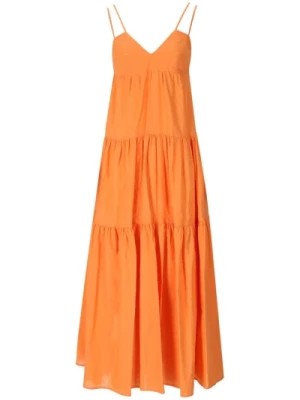 Zdjęcie produktu Pomarańczowa Sukienka Midi z Lnu Weili Zheng