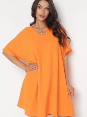 Zdjęcie produktu Pomarańczowa Sukienka o Fasonie Nietoperza z Wiązaniem na Plecach Miken