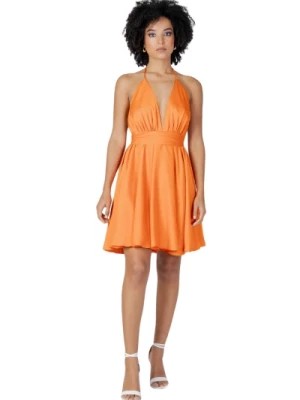 Zdjęcie produktu Pomarańczowa Sukienka z Dekoltem V Sol Wears Women