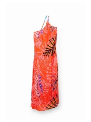 Zdjęcie produktu Pomarańczowa Sukienka z Wzorem i Ramiączkami Desigual