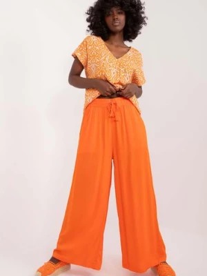 Zdjęcie produktu Pomarańczowe spodnie Wide Leg Sublevel Palazzo z wiskozy