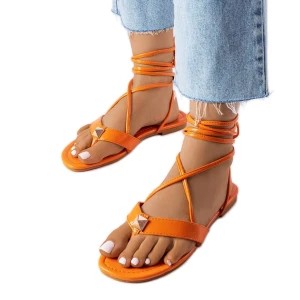 Zdjęcie produktu Pomarańczowe wiązane sandałki Marleau Inna marka