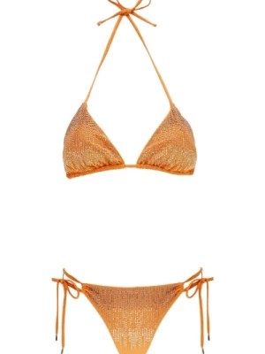 Zdjęcie produktu Pomarańczowy Bikini w Trójkącie z Wzorem Nitów Miss Bikini