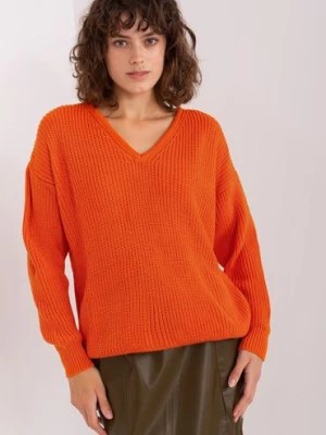 Zdjęcie produktu Pomarańczowy sweter damski o kroju oversize