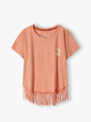 Zdjęcie produktu Pomarańczowy t-shirt bawełniany dla dziewczynki z frędzlami Lincoln & Sharks by 5.10.15.