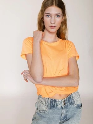 Zdjęcie produktu Pomarańczowy t-shirt dla dziewczyny z marszczonym dołem Reporter Young
