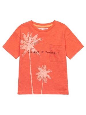 Zdjęcie produktu Pomarańczowy t-shirt z bawełny chłopięcy z palmami Minoti