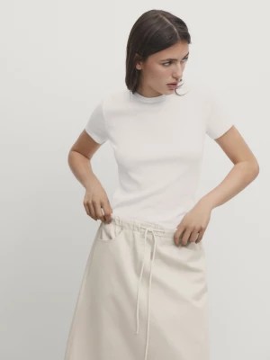 Zdjęcie produktu Popelinowa Spódnica Z Troczkami - Popielaty - - Massimo Dutti - Kobieta
