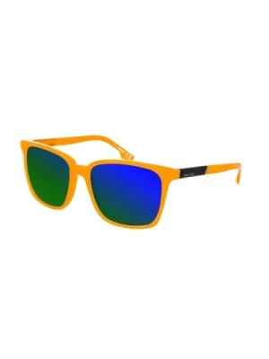 Zdjęcie produktu Prostokątne Pomarańczowe Okulary Przeciwsłoneczne z Ciemnoniebieskimi Lustrem Diesel