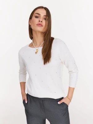Zdjęcie produktu Prosty biały sweter z wiskozowej dzianiny TARANKO