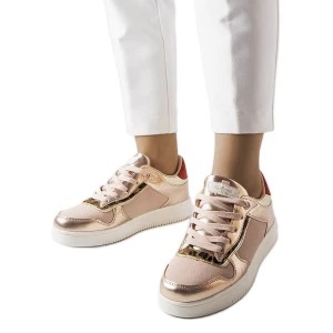 Zdjęcie produktu Pudrowe sneakersy ze złotą wstawką Perrault różowe Inna marka