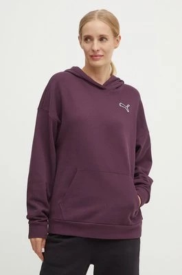 Zdjęcie produktu Puma bluza bawełniana damska kolor bordowy z kapturem gładka 676804