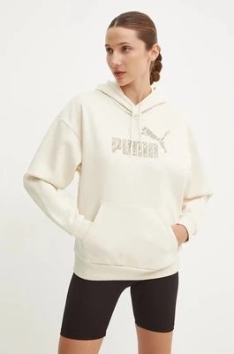 Zdjęcie produktu Puma bluza damska kolor beżowy z kapturem z nadrukiem 681492