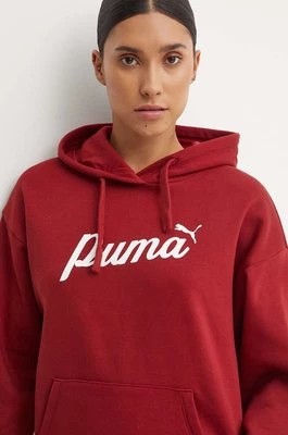 Zdjęcie produktu Puma bluza damska kolor czerwony z kapturem z nadrukiem 681534