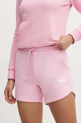 Zdjęcie produktu Puma szorty Essentials damskie kolor różowy gładkie high waist