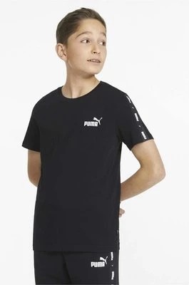 Zdjęcie produktu Puma t-shirt bawełniany dziecięcy Ess Tape Tee B kolor czarny z nadrukiem