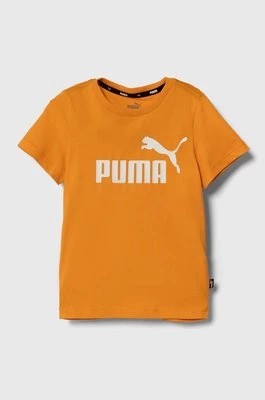 Zdjęcie produktu Puma t-shirt bawełniany dziecięcy kolor pomarańczowy z nadrukiem