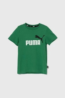 Zdjęcie produktu Puma t-shirt bawełniany dziecięcy kolor zielony z nadrukiem