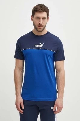 Zdjęcie produktu Puma t-shirt bawełniany męski kolor granatowy wzorzysty 673341