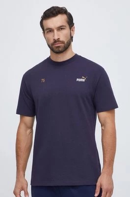 Zdjęcie produktu Puma t-shirt bawełniany męski kolor granatowy z nadrukiem