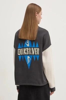 Zdjęcie produktu Quiksilver bluza bawełniana Block Screen damska kolor szary z nadrukiem EQYFT04992