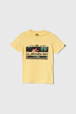 Zdjęcie produktu Quiksilver t-shirt bawełniany dziecięcy TROPICALRAINYTH kolor żółty z nadrukiem