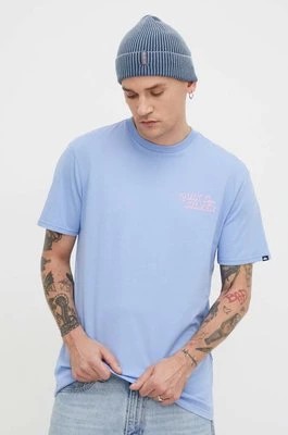 Zdjęcie produktu Quiksilver t-shirt bawełniany męski kolor niebieski z nadrukiem