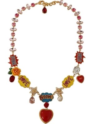 Zdjęcie produktu Ręcznie malowany naszyjnik z urokiem z kryształami i elementami Dolce & Gabbana