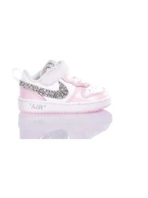 Zdjęcie produktu Ręcznie Robione Srebrne Białe Różowe Sneakersy Nike