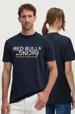 Zdjęcie produktu Red Bull Racing x Pepe Jeans t-shirt bawełniany kolor granatowy z nadrukiem RU500002