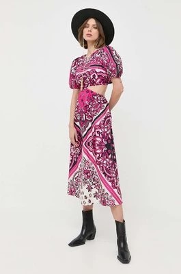 Zdjęcie produktu Red Valentino sukienka bawełniana kolor fioletowy midi rozkloszowana