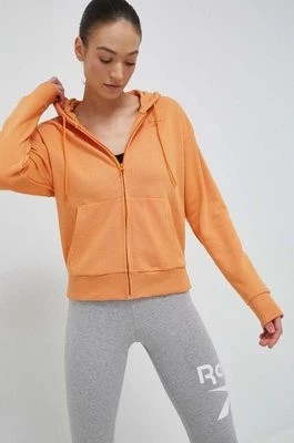 Zdjęcie produktu Reebok bluza damska kolor pomarańczowy z kapturem gładka