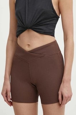 Zdjęcie produktu Reebok szorty do jogi LUX Collection kolor brązowy gładkie medium waist 100075382