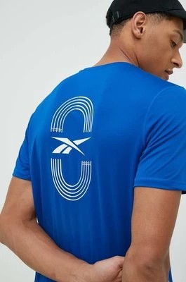 Zdjęcie produktu Reebok t-shirt do biegania kolor niebieski z nadrukiem
