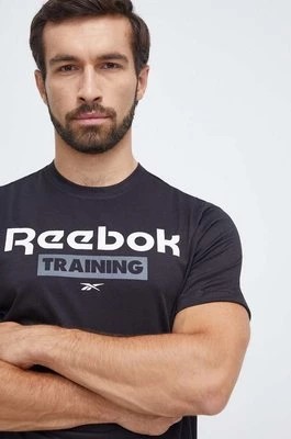 Zdjęcie produktu Reebok t-shirt treningowy kolor czarny z nadrukiem