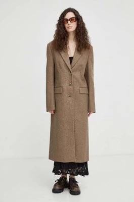 Zdjęcie produktu Remain płaszcz wełniany kolor brązowy przejściowy