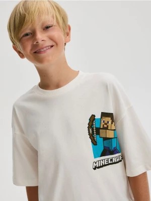 Zdjęcie produktu Reserved - Bawełniany t-shirt Minecraft - złamana biel