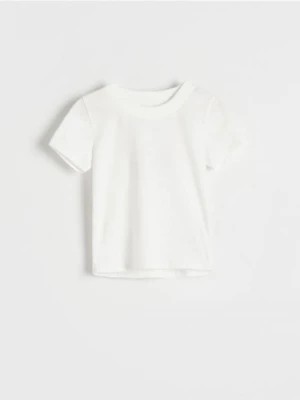 Zdjęcie produktu Reserved - Baweniany t-shirt basic - złamana biel