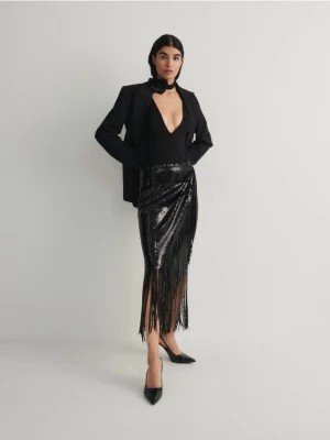 Zdjęcie produktu Reserved - Cekinowa spódnica z frędzlami - czarny