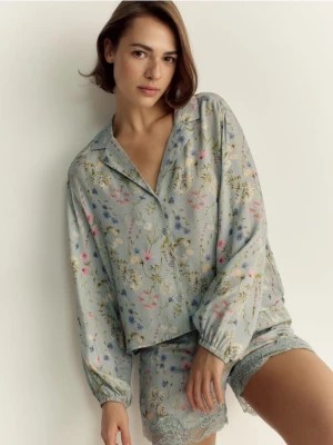 Zdjęcie produktu Reserved - Dwucześciowa piżama w kwiaty - jasnoniebieski